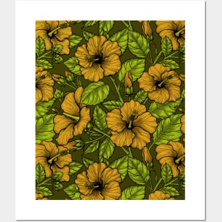 Yellow hibiscus Posters and Art